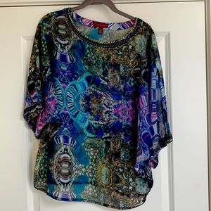 Fun Ted Baker multi color with beaded detail blouse
